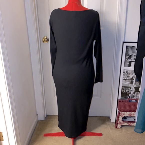 River Island Ribbed Bodycon Side Slit Midi Dress - Picture 7 of 9